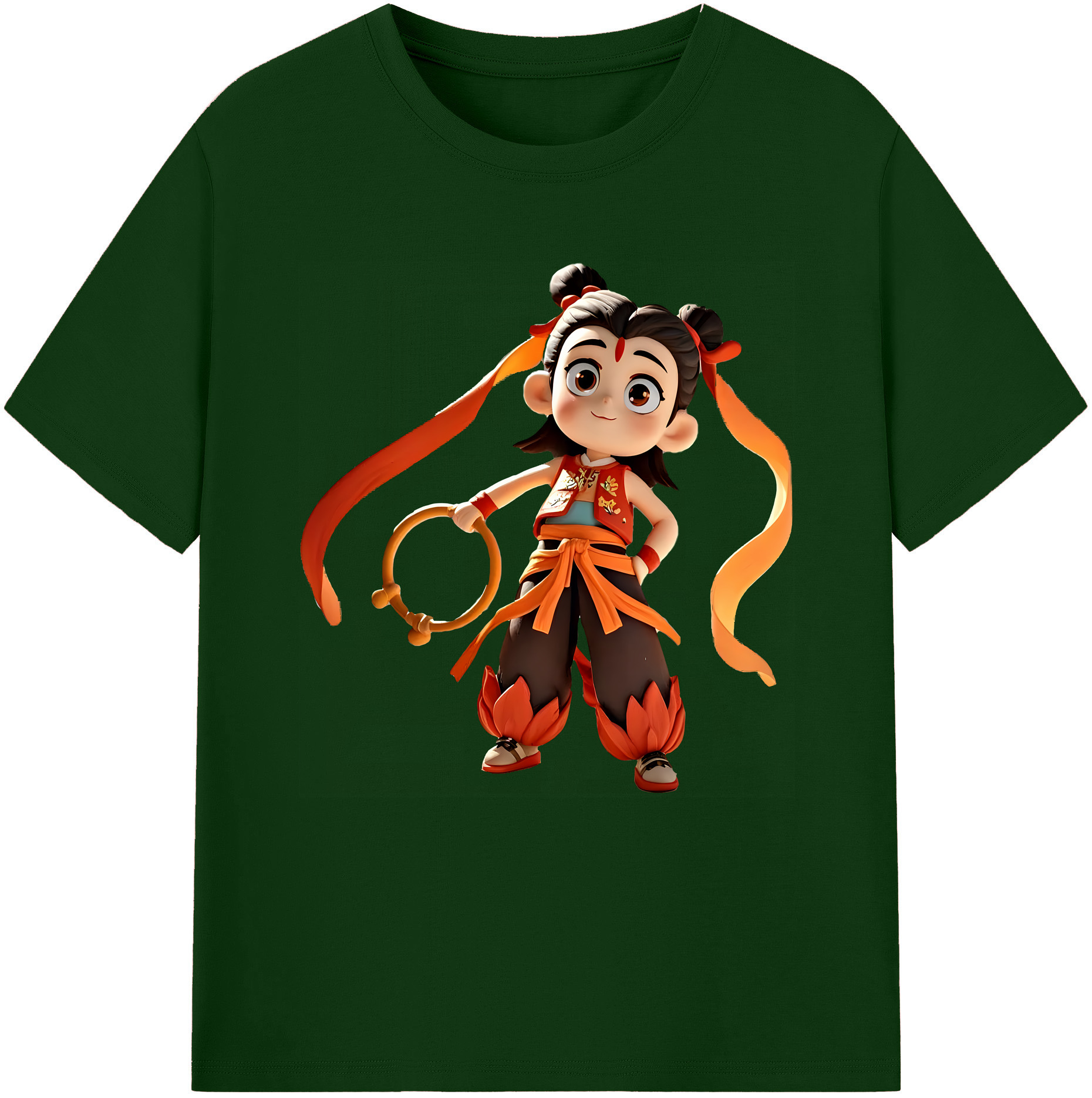 （画像用） Ne Zha 2 ナタ 魔童の大暴れ 綿100％半袖Tシャツ（フロントプリント）